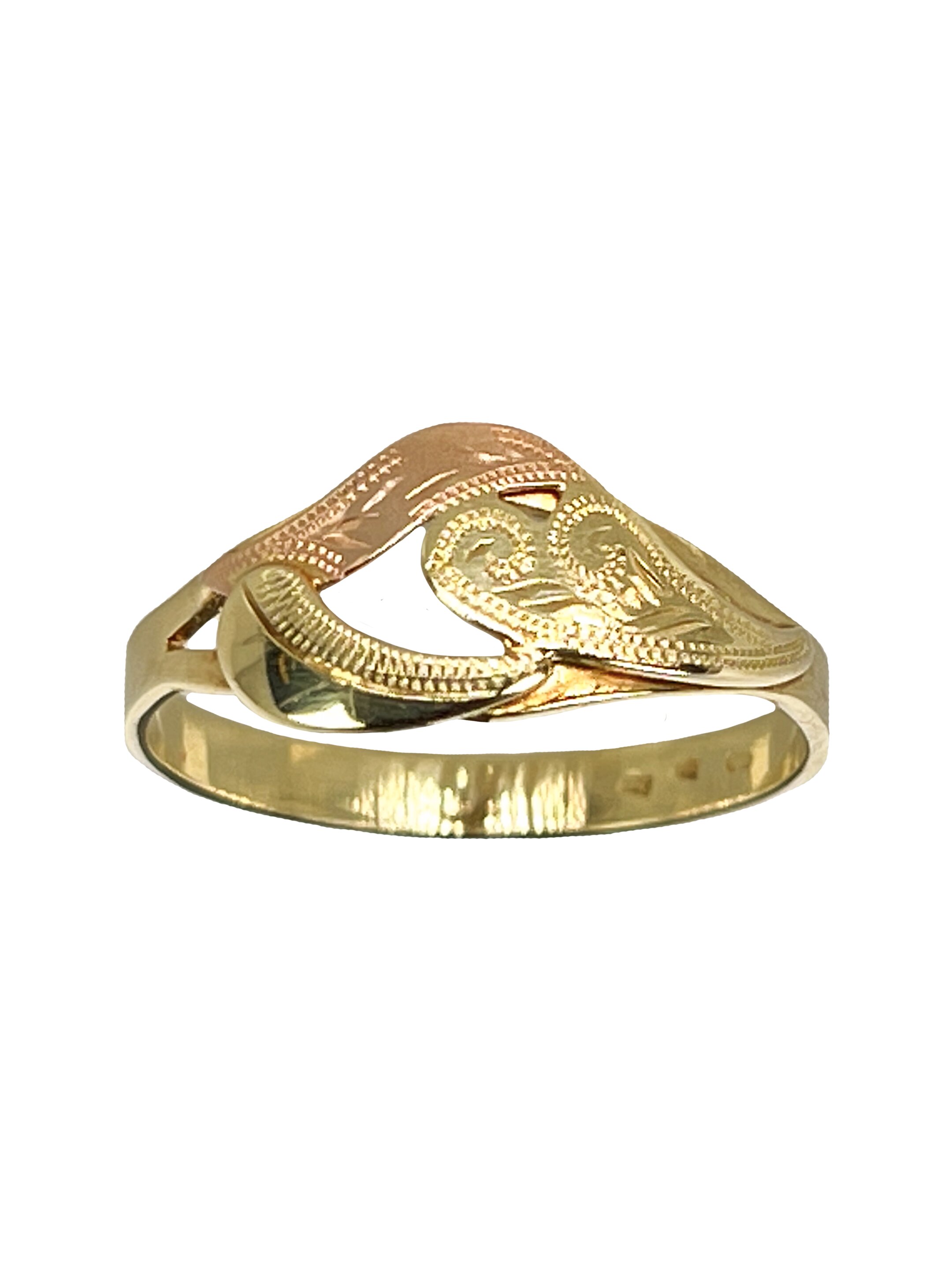 Zelta kombinācijas gredzens ar gravējumu
