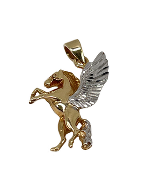 Zelta kombinācijas kulons zirgs ar spārniem
