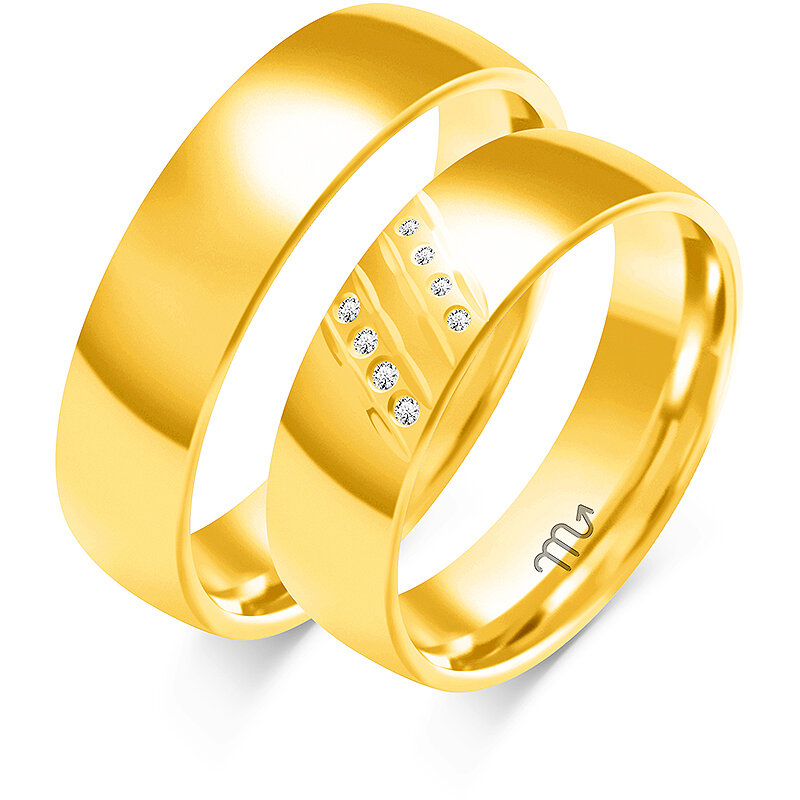 Zelta laulības gredzeni ar gravējumu