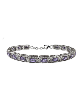 Zilveren armband met paarse kristallen