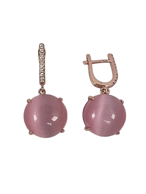 Zilveren oorbellen met oppervlaktebehandeling en roze stenen