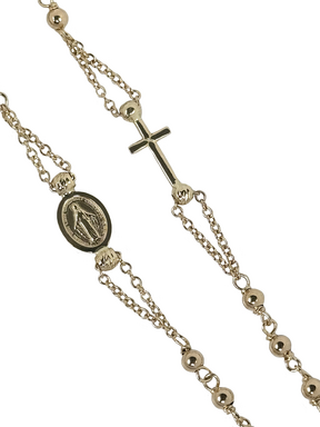 Zlata ogrlica Rožni venec iz rumenega zlata 55 cm