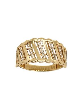 Златен блестящ пръстен с циркони