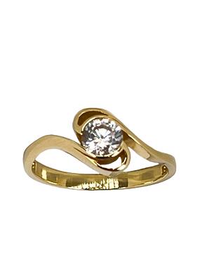 Златен пръстен от жълто злато с циркон