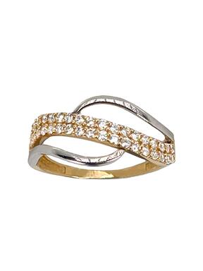 Zlatni prsten od žutog i bijelog zlata sa cirkonima