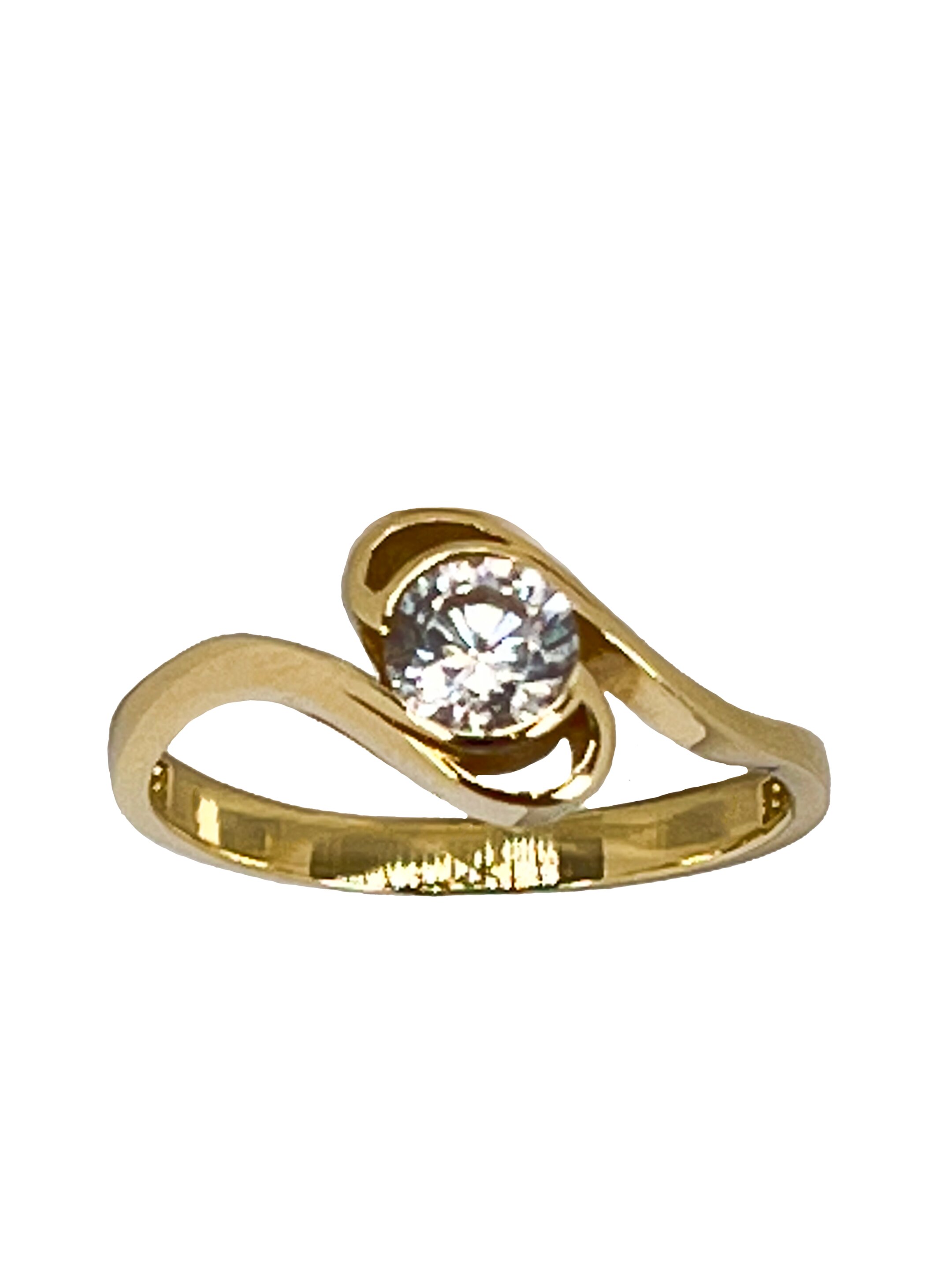 Zlatni prsten od žutog zlata sa cirkonom