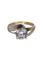 Zlatý dámský prsten dvoubarevný se zirkony