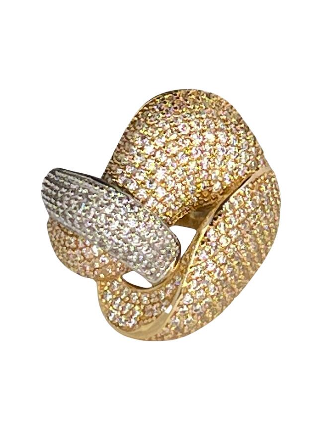 Zlatý dvojfarebný prsteň so zirkónmi