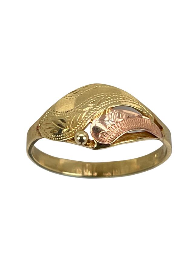 Zlatý dvoubarevný prsten s gravírováním