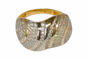 Zlatý masivní prsten dvoubarevný se zirkony
