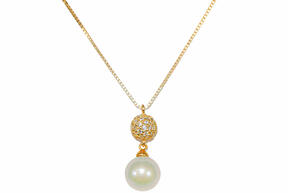 Zlatý náhrdelník s perlou a zirkónmi