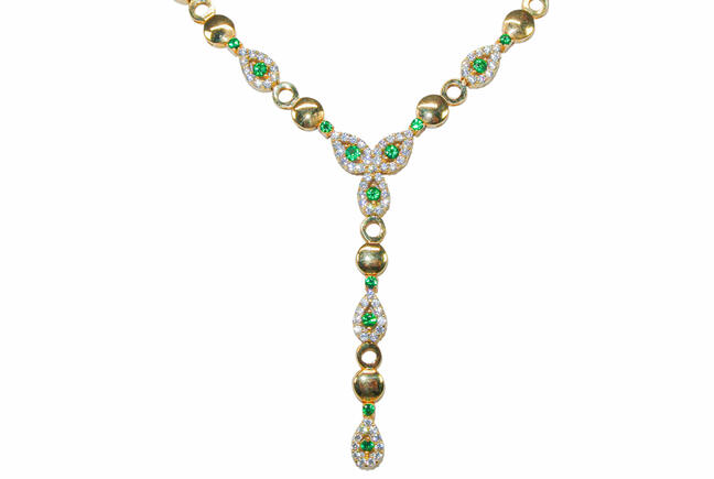 Zlatý náhrdelník se zelenými zirkony Exclusive