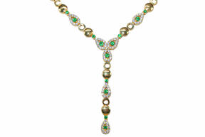 Zlatý náhrdelník so zelenými zirkónmi Exclusive