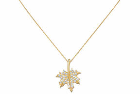 Zlatý náhrdelník so zirkónmi Javorový list