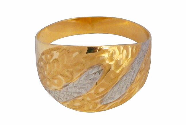 Zlatý prsten dvoubarevný se vzorem Lada