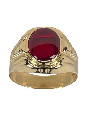 Zlatý prsteň s červeným zirkónom