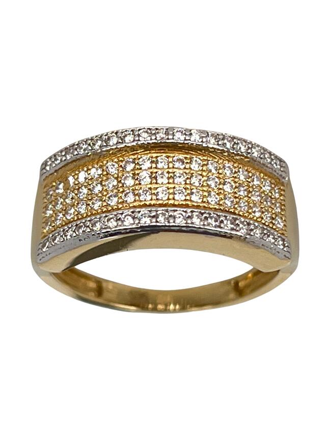 Zlatý prsteň so zirkónmi dvojfarebný