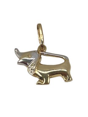 Złota zawieszka w kształcie psa wykonana z kombinowanego złota