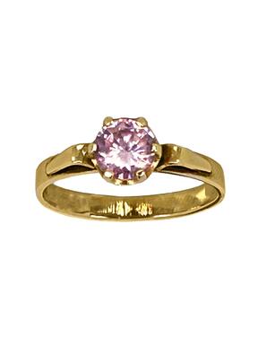 Złoty pierścionek z różową cyrkonią
