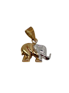 Złoty wisiorek słoń wykonany z łączonego złota