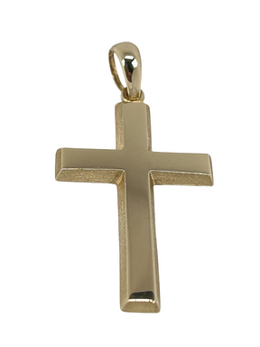 Złoty wisiorek w kształcie krzyża z antycznymi wzorami